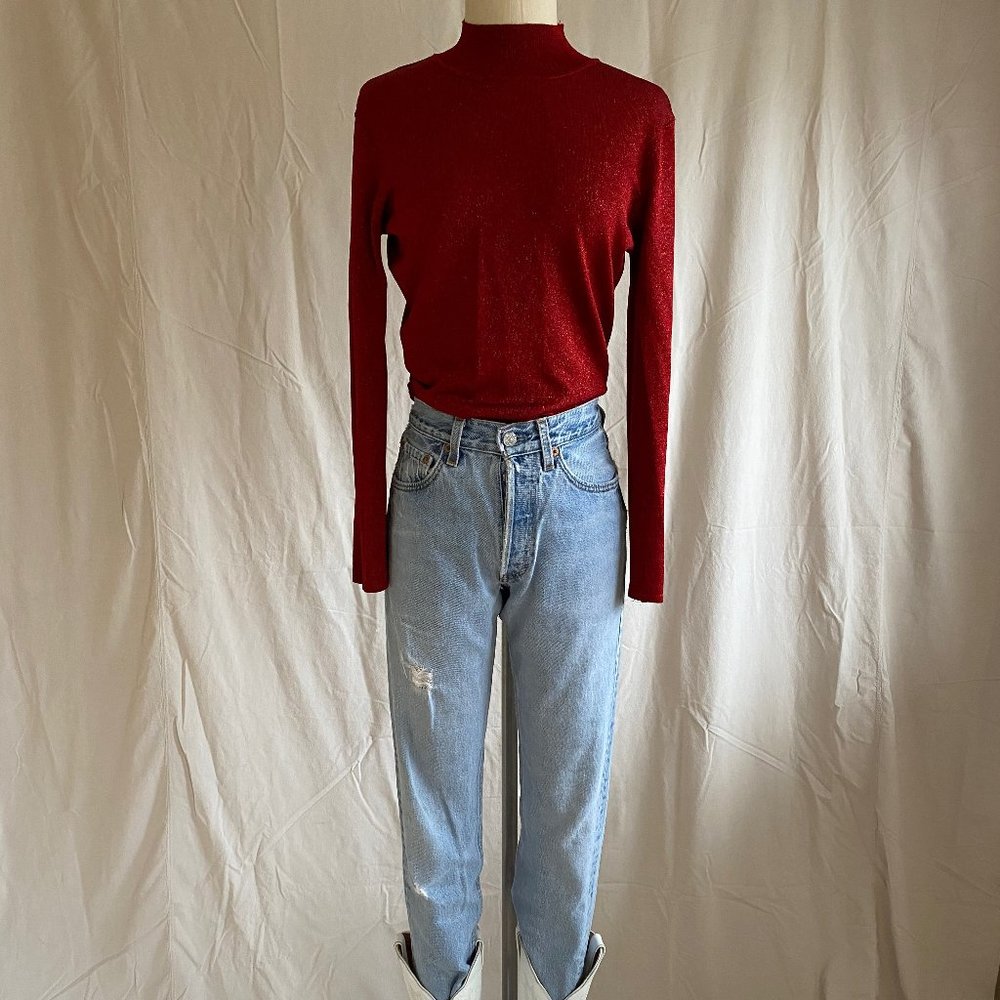 Red sparkly turtleneck